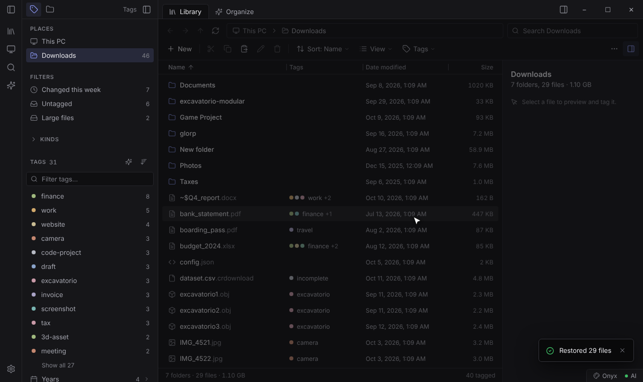 Every file back where it was after undo